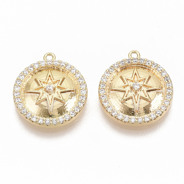 PandaHall Brass Micro Pave Cubic Zirconia Pendants, Nickel Free, Real 18K Gold Plated, Flat Round and Star, Clear, 16.5x14.5x3.5mm, Hole...
PandaHall Brass Micro Pave Cubic Zirconia Pendants, Nickel Free, Real 18K Gold Plated, Flat Round and Star, Clear, 16.5x14.5x3.5mm, Hole...