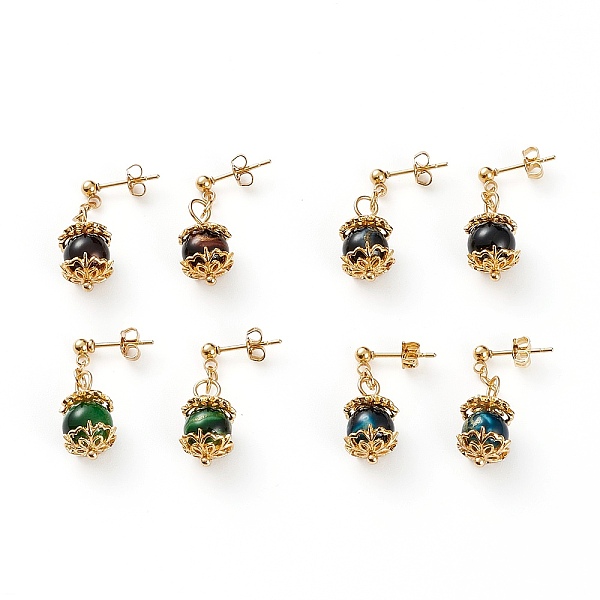 PandaHall Dangle Stud Earrings, with Gold Sand Lampwork Beads, 304 Stainless Steel Stud Earrings Findings and Brass Ear Nuts, Round, Golden..., Multicolor
PandaHall Dangle Stud Earrings, with Gold Sand Lampwork Beads, 304 Stainless Steel Stud Earrings Findings and Brass Ear Nuts, Round, Golden..., Multicolor