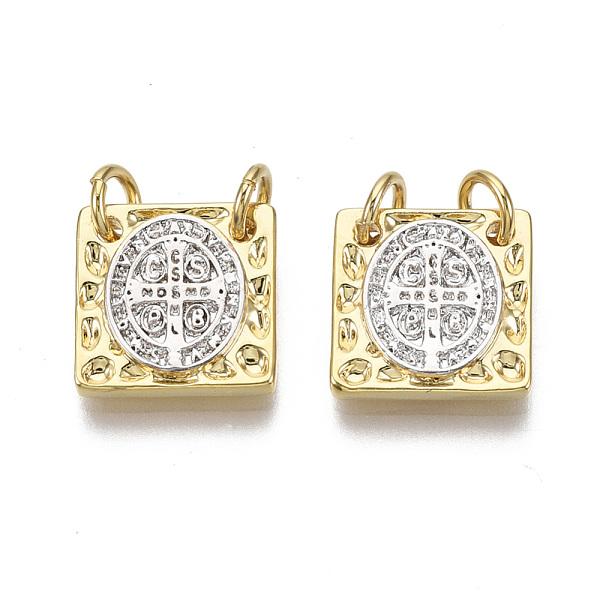 PandaHall Brass Charms, with Jump Ring, Nickel Free, Square with Saint Benedict, with Word CssmlNdsmd, Platinum & Golden, 12x12x2mm, Hole...
PandaHall Brass Charms, with Jump Ring, Nickel Free, Square with Saint Benedict, with Word CssmlNdsmd, Platinum & Golden, 12x12x2mm, Hole...