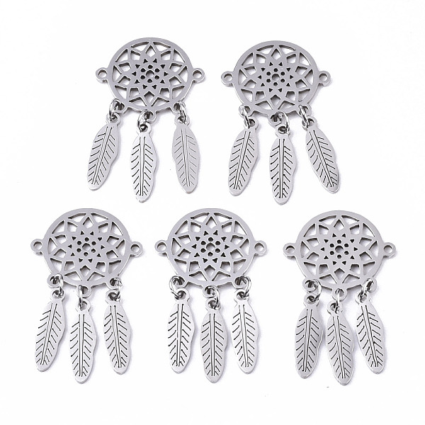 PandaHall 201 Stainless Steel Links Connectors, Laser Cut, Woven Net/Web with Feather, Stainless Steel Color, 34x19x1mm, Hole: 1.4mm 201...
PandaHall 201 Stainless Steel Links Connectors, Laser Cut, Woven Net/Web with Feather, Stainless Steel Color, 34x19x1mm, Hole: 1.4mm 201...