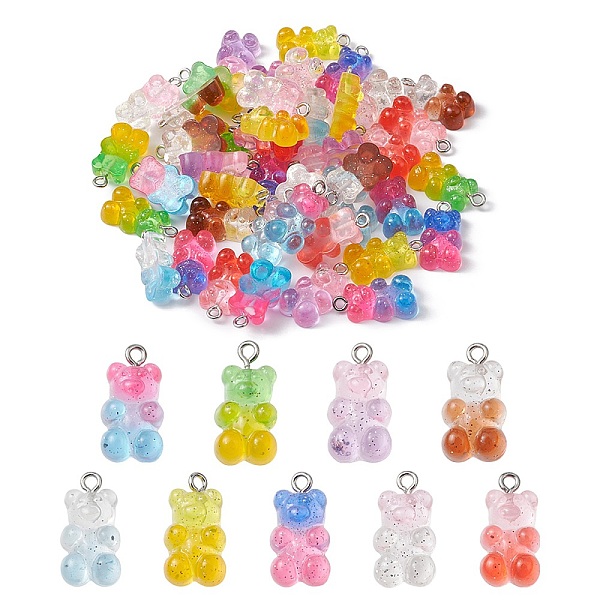 PandaHall 45Pcs 9 Colors Transparent Resin Pendants, with Glitter Powder and Platinum Tone Iron Loop, Bear, Mixed Color, 21x11x7mm, Hole..., Multicolor
PandaHall 45Pcs 9 Colors Transparent Resin Pendants, with Glitter Powder and Platinum Tone Iron Loop, Bear, Mixed Color, 21x11x7mm, Hole..., Multicolor