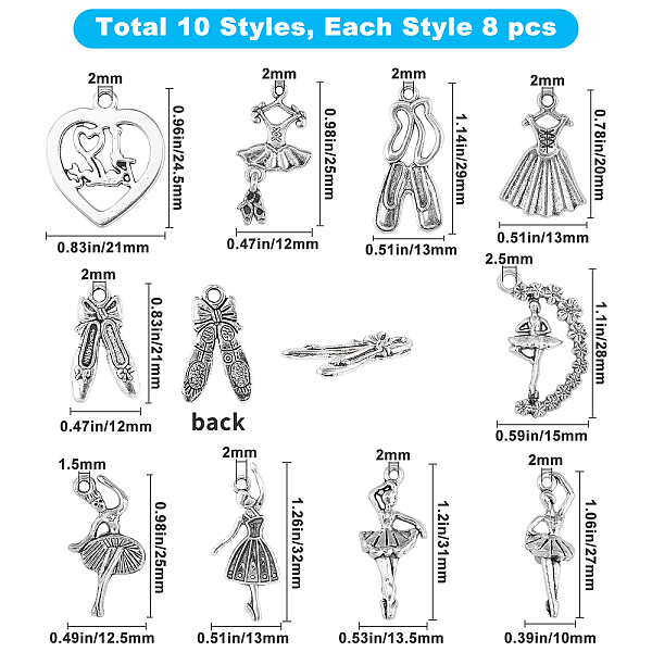 PandaHall SUNNYCLUE 1 Box 80Pcs 10 Styles Antique Silver Ballerina Ballet Dancer Charms Tibetan Alloy Pendant Charms Craft Supplies Findings...
PandaHall SUNNYCLUE 1 Box 80Pcs 10 Styles Antique Silver Ballerina Ballet Dancer Charms Tibetan Alloy Pendant Charms Craft Supplies Findings...