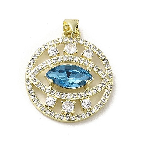 PandaHall Brass Micro Pave Cubic Zirconia Pendants, with Glass, Real 18K Gold Plated, Flat Round with Eye, Deep Sky Blue, 26x22x5.5mm, Hole...
PandaHall Brass Micro Pave Cubic Zirconia Pendants, with Glass, Real 18K Gold Plated, Flat Round with Eye, Deep Sky Blue, 26x22x5.5mm, Hole...