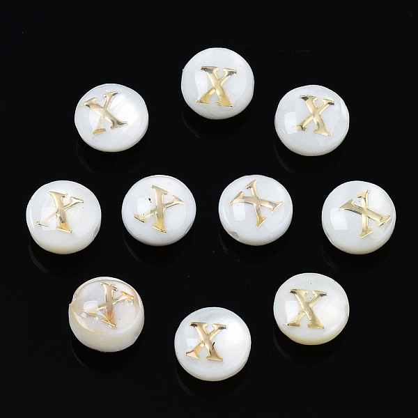 PandaHall Natural Freshwater Shell Beads, with Golden Plated Brass Etched Metal Embellishments, Flat Round with Letter, Seashell Color...
PandaHall Natural Freshwater Shell Beads, with Golden Plated Brass Etched Metal Embellishments, Flat Round with Letter, Seashell Color...