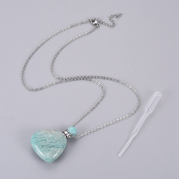 PandaHall Natural Amazonite Openable Perfume Bottle Pendant Necklaces, with Stainless Steel Cable Chain and Plastic Dropper, Heart, 50~55cm...
PandaHall Natural Amazonite Openable Perfume Bottle Pendant Necklaces, with Stainless Steel Cable Chain and Plastic Dropper, Heart, 50~55cm...