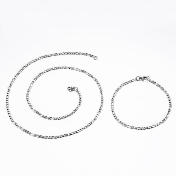 PandaHall 304 Stainless Steel Jewelry Sets, Figaro Chains Bracelets & Necklaces, with Lobster Claw Clasps, Stainless Steel Color, 21.25 inch...
PandaHall 304 Stainless Steel Jewelry Sets, Figaro Chains Bracelets & Necklaces, with Lobster Claw Clasps, Stainless Steel Color, 21.25 inch...