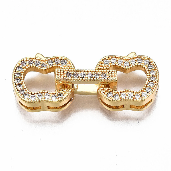 PandaHall Brass Micro Pave Clear Cubic Zirconia Fold Over Clasps, Nickel Free, Apple, Real 18K Gold Plated, 26mm long, Apple: 11x11x4mm...
PandaHall Brass Micro Pave Clear Cubic Zirconia Fold Over Clasps, Nickel Free, Apple, Real 18K Gold Plated, 26mm long, Apple: 11x11x4mm...