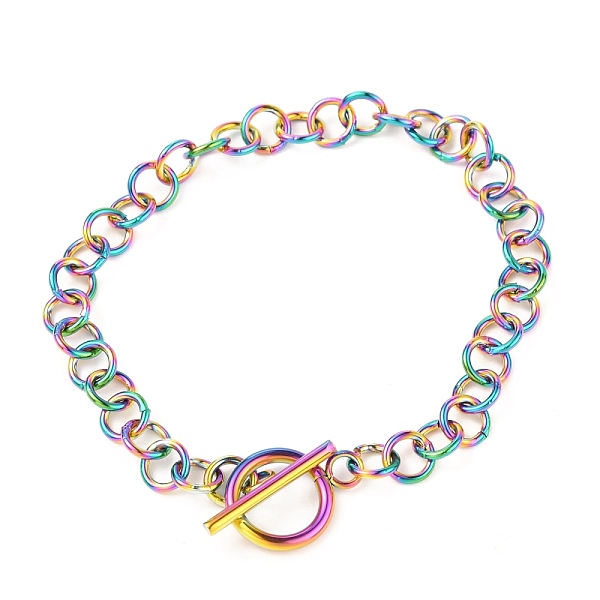 PandaHall Unisex Vacuum Plating 304 Stainless Steel Rolo Chains Bracelets, with Toggle Clasps, Rainbow Color, 7-7/8 inch(20cm) 304 Stainless...
PandaHall Unisex Vacuum Plating 304 Stainless Steel Rolo Chains Bracelets, with Toggle Clasps, Rainbow Color, 7-7/8 inch(20cm) 304 Stainless...