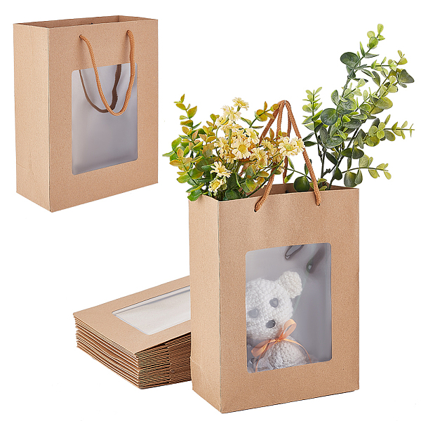 PandaHall Kraft Paper Gift Bags, with Plastic Visible Window and Polyester Handles, BurlyWood, Unfold: 24x18x8.7cm Paper None Orange
PandaHall Kraft Paper Gift Bags, with Plastic Visible Window and Polyester Handles, BurlyWood, Unfold: 24x18x8.7cm Paper None Orange