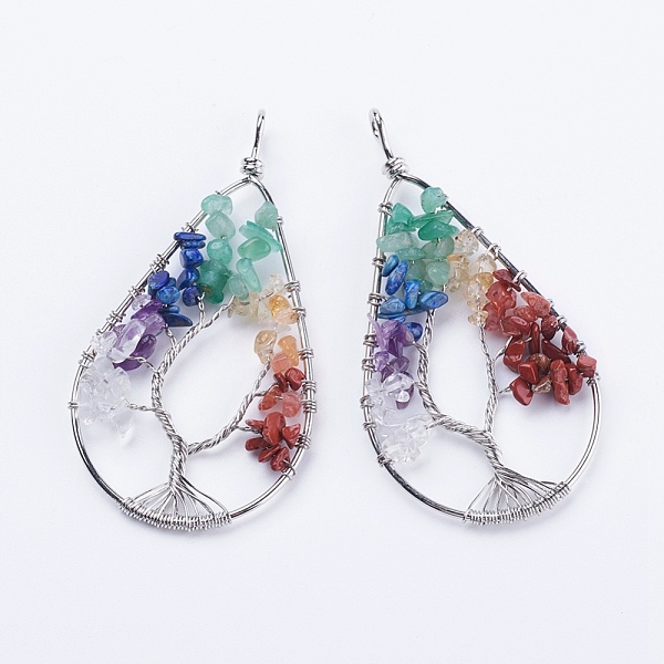 PandaHall Synthetic/Natural Mixed Stone Big Pendants, with Brass Findings, teardrop, Platinum, 80~82x42~43x6~10mm, Hole: 4~5mm Mixed Stone...
PandaHall Synthetic/Natural Mixed Stone Big Pendants, with Brass Findings, teardrop, Platinum, 80~82x42~43x6~10mm, Hole: 4~5mm Mixed Stone...