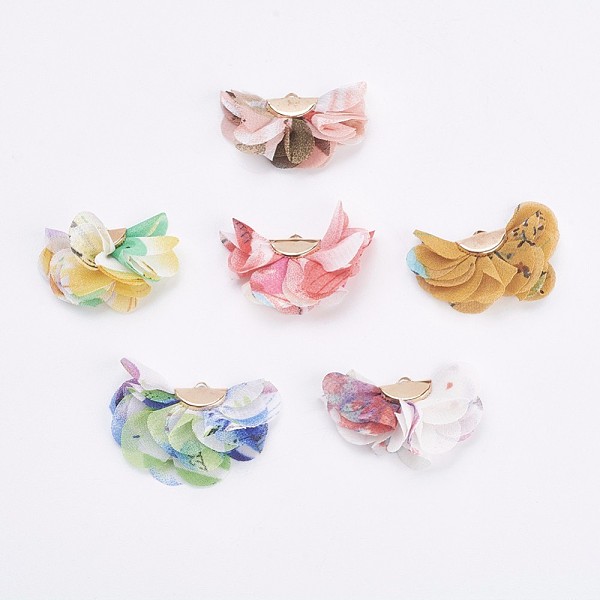 PandaHall Cloth Pendant Decorations, with Iron Findings, Flower, Golden, Mixed Color, 22~28x36~40x12~15mm, Hole: 1mm Cloth Flower Multicolor
PandaHall Cloth Pendant Decorations, with Iron Findings, Flower, Golden, Mixed Color, 22~28x36~40x12~15mm, Hole: 1mm Cloth Flower Multicolor