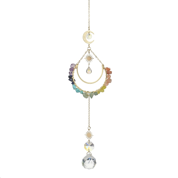PandaHall Glass Round Pendant Decoration, Hanging Suncatchers, with Sun & Moon Brass Link & Chakra Gemstone Chip Beads, 309mm Mixed Stone...
PandaHall Glass Round Pendant Decoration, Hanging Suncatchers, with Sun & Moon Brass Link & Chakra Gemstone Chip Beads, 309mm Mixed Stone...