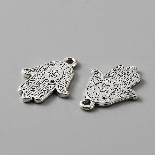 PandaHall Tibetan Style Alloy Charm, Hamsa Hand/Hand of Miriam with Star of David, Antique Silver, 23x17.5x1.5mm, Hole: 1.8mm Alloy Palm
PandaHall Tibetan Style Alloy Charm, Hamsa Hand/Hand of Miriam with Star of David, Antique Silver, 23x17.5x1.5mm, Hole: 1.8mm Alloy Palm