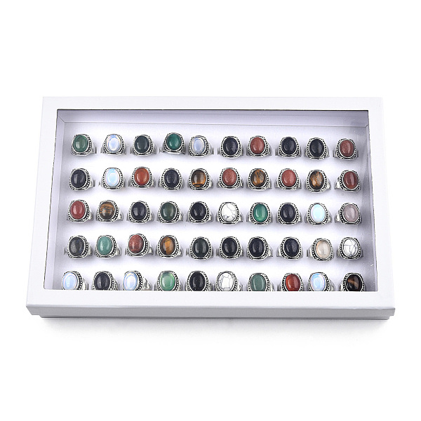 PandaHall Natural & Synthetic Mixed Gemstone Oval Finger Rings, Antique Silver Plated Alloy Jewelry for Women, Inner Diameter: 17.5~20.1mm...
PandaHall Natural & Synthetic Mixed Gemstone Oval Finger Rings, Antique Silver Plated Alloy Jewelry for Women, Inner Diameter: 17.5~20.1mm...