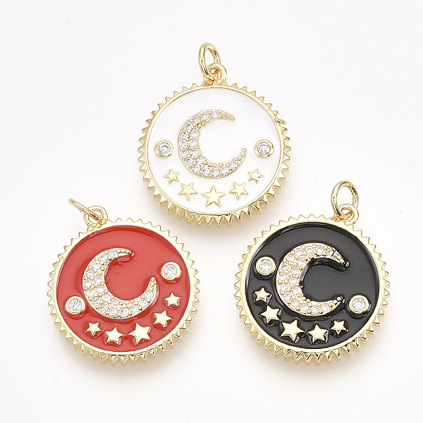 PandaHall Brass Micro Pave Cubic Zirconia Pendants, with Enamel, Flat Round with Moon, Golden, Mixed Color, 22x20x2mm, Hole: 3mm, Ring..., Multicolor
PandaHall Brass Micro Pave Cubic Zirconia Pendants, with Enamel, Flat Round with Moon, Golden, Mixed Color, 22x20x2mm, Hole: 3mm, Ring..., Multicolor