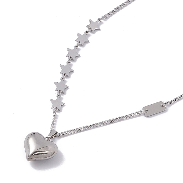 PandaHall 304 Stainless Steel Heart & Star Pendant Necklace for Women, Stainless Steel Color, 16.10 inch(40.9cm) 304 Stainless Steel
PandaHall 304 Stainless Steel Heart & Star Pendant Necklace for Women, Stainless Steel Color, 16.10 inch(40.9cm) 304 Stainless Steel