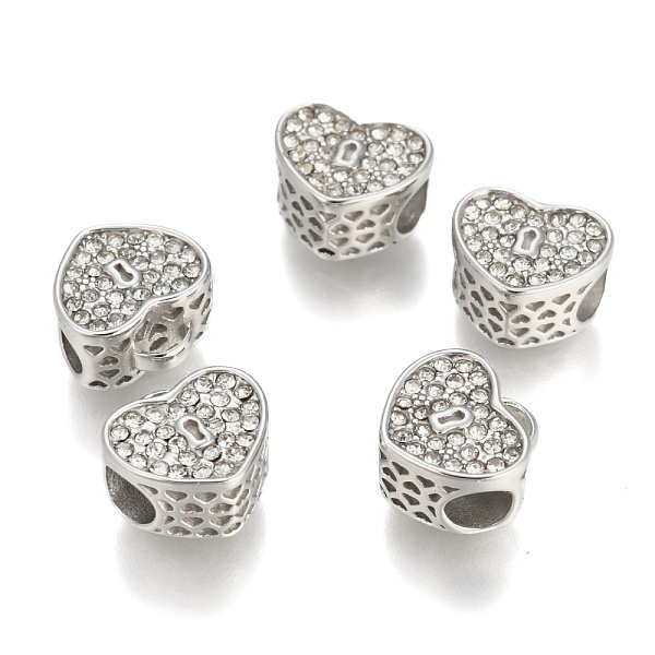 PandaHall 304 Stainless Steel European Beads, Large Hole Beads, with Rhinestone, Heart, Stainless Steel Color, 11x11.5x7mm, Hole: 4mm..., Clear
PandaHall 304 Stainless Steel European Beads, Large Hole Beads, with Rhinestone, Heart, Stainless Steel Color, 11x11.5x7mm, Hole: 4mm..., Clear