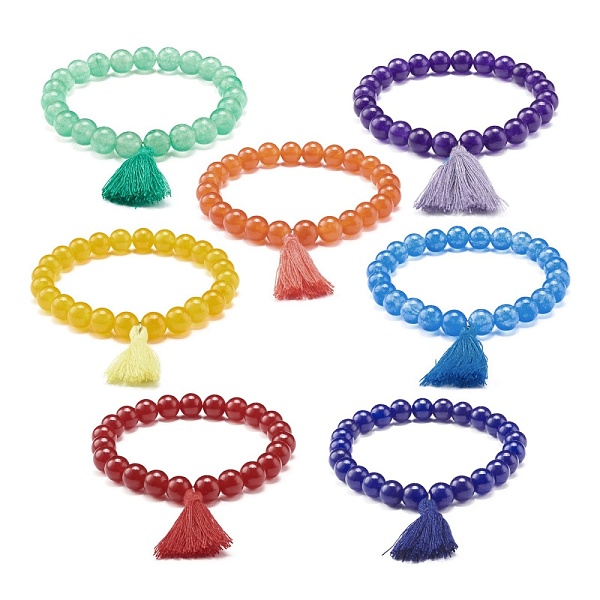 PandaHall Dyed Natural Malaysia Jade Round Beads Stretch Bracelets Set, Tassel Charm Bracelet, 7 Chakra Jewelry for Her, Mixed Color, Inner..., Multicolor
PandaHall Dyed Natural Malaysia Jade Round Beads Stretch Bracelets Set, Tassel Charm Bracelet, 7 Chakra Jewelry for Her, Mixed Color, Inner..., Multicolor