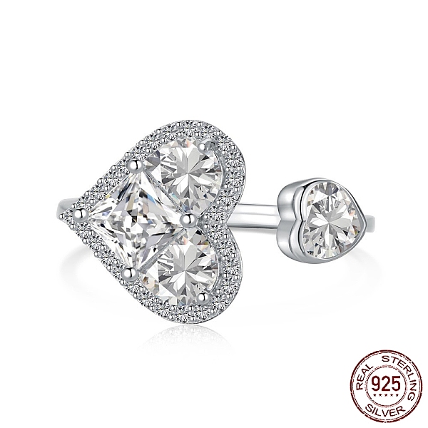 PandaHall Rhodium Plated 925 Sterling Silver Birthstone Ring, Cubic Zirconia Heart Open Cuff Rings, with S925 Stamp, Real Platinum Plated..., Clear
PandaHall Rhodium Plated 925 Sterling Silver Birthstone Ring, Cubic Zirconia Heart Open Cuff Rings, with S925 Stamp, Real Platinum Plated..., Clear