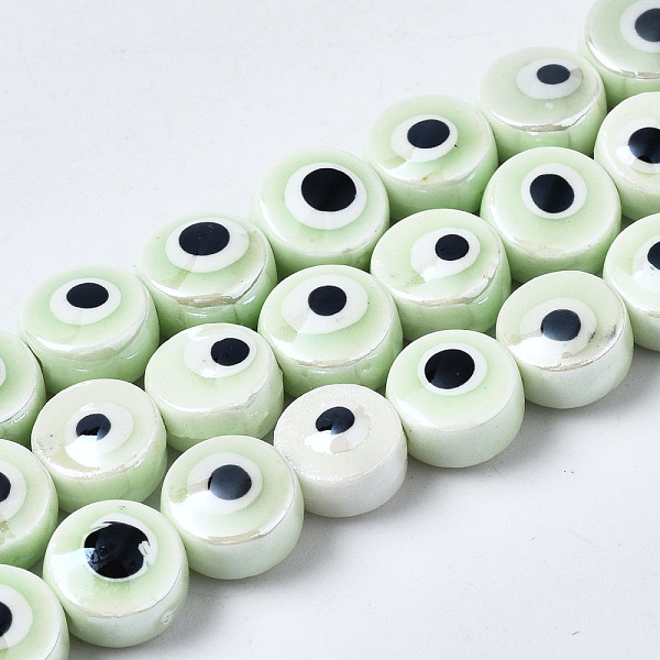 PandaHall Handmade Porcelain Ceramic Beads Strands, Bright Glazed Porcelain, Flat Round with Evil Eye, Honeydew, 8x5mm, Hole: 1.5mm, about..., Green
PandaHall Handmade Porcelain Ceramic Beads Strands, Bright Glazed Porcelain, Flat Round with Evil Eye, Honeydew, 8x5mm, Hole: 1.5mm, about..., Green