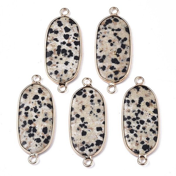 PandaHall Natural Dalmatian Jasper Links Connectors, with Edge Light Gold Plated Brass Findings, Oval, 40x16x3~4mm, Hole: 2mm Dalmatian...
PandaHall Natural Dalmatian Jasper Links Connectors, with Edge Light Gold Plated Brass Findings, Oval, 40x16x3~4mm, Hole: 2mm Dalmatian...
