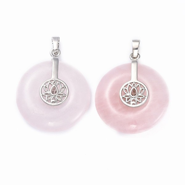 PandaHall Natural Rose Quartz Pendants, with Platinum Tone Brass Findings, Donut/Pi Disc with Lotus, 35.5x30x8.5~9.5mm, Hole: 4.5x6.5mm Rose..., Pink
PandaHall Natural Rose Quartz Pendants, with Platinum Tone Brass Findings, Donut/Pi Disc with Lotus, 35.5x30x8.5~9.5mm, Hole: 4.5x6.5mm Rose..., Pink