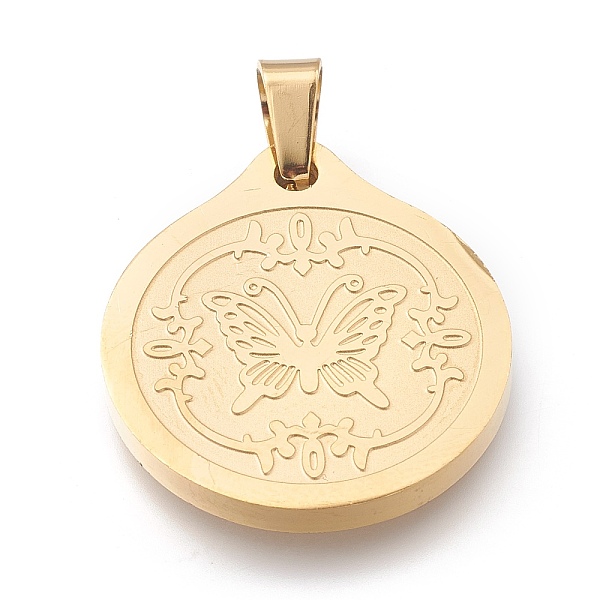 PandaHall 304 Stainless Steel Pendants, Flat Round with Butterfly, Golden, 26x23x2.5mm, Hole: 7x4mm 304 Stainless Steel Flat Round
PandaHall 304 Stainless Steel Pendants, Flat Round with Butterfly, Golden, 26x23x2.5mm, Hole: 7x4mm 304 Stainless Steel Flat Round