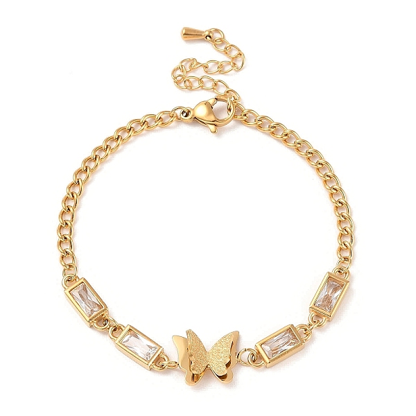 PandaHall Cubic Zirconia Rectangle & Butterfly Link Bracelet, with Ion Plating(IP) Golden 304 Stainless Steel Curb Chains, Clear, 6-3/8 inch...
PandaHall Cubic Zirconia Rectangle & Butterfly Link Bracelet, with Ion Plating(IP) Golden 304 Stainless Steel Curb Chains, Clear, 6-3/8 inch...