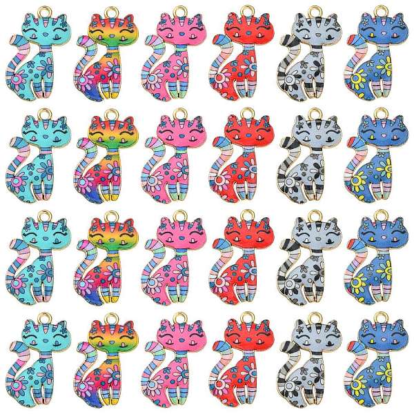 PandaHall 24Pcs 6 Colors Printed Alloy Pendants, Cat Charm, Golden, Mixed Color, 26x17x2mm, Hole: 2mm, 4pcs/color Alloy Cat Shape Multicolor
PandaHall 24Pcs 6 Colors Printed Alloy Pendants, Cat Charm, Golden, Mixed Color, 26x17x2mm, Hole: 2mm, 4pcs/color Alloy Cat Shape Multicolor