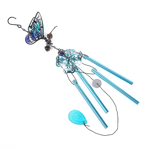 PandaHall Butterfly Wind Chime, Glass & Iron Art Pendant Decoration, with Tube, Dark Turquoise, 700x100mm Iron Butterfly
PandaHall Butterfly Wind Chime, Glass & Iron Art Pendant Decoration, with Tube, Dark Turquoise, 700x100mm Iron Butterfly