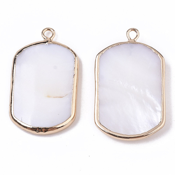 PandaHall Natural Freshwater Shell Pendants, with Brass Loops, Edge Golden Plated, Rounded Rectangle, Seashell Color, 28~29x16~17x3~4mm...
PandaHall Natural Freshwater Shell Pendants, with Brass Loops, Edge Golden Plated, Rounded Rectangle, Seashell Color, 28~29x16~17x3~4mm...