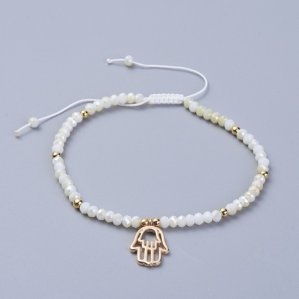 PandaHall Electroplate Glass Braided Beads Bracelets, with Brass Findings and Nylon Thread, Religion, Hamsa Hand/Hand of Fatima/Hand of..., White
PandaHall Electroplate Glass Braided Beads Bracelets, with Brass Findings and Nylon Thread, Religion, Hamsa Hand/Hand of Fatima/Hand of..., White