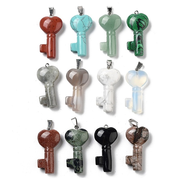PandaHall Natural & Synthetic Mixed Gemstone Pendants, Key Charms with Platinum Plated Iron Snap on Bails, 42~44x21~22x9~10mm, Hole: 8x4.5mm...
PandaHall Natural & Synthetic Mixed Gemstone Pendants, Key Charms with Platinum Plated Iron Snap on Bails, 42~44x21~22x9~10mm, Hole: 8x4.5mm...