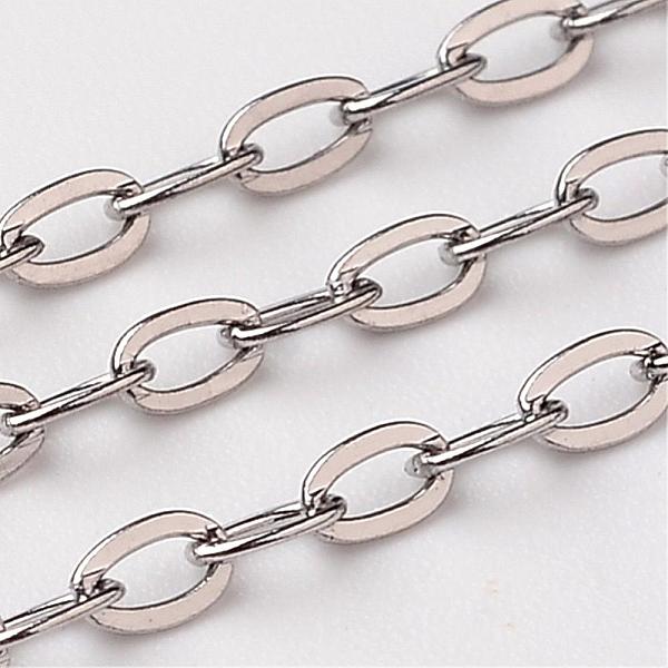 PandaHall 304 Stainless Steel Cable Chains, Decorative Chains, Soldered, Flat Oval, Stainless Steel Color, 3x1.6x0.4mm 304 Stainless Steel
PandaHall 304 Stainless Steel Cable Chains, Decorative Chains, Soldered, Flat Oval, Stainless Steel Color, 3x1.6x0.4mm 304 Stainless Steel