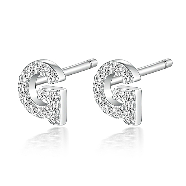 PandaHall Rhodium Plated 925 Sterling Silver Initial Letter Stud Earrings, with Cubic Zirconia, Platinum, Letter G, 5x5mm Sterling Silver..., Clear
PandaHall Rhodium Plated 925 Sterling Silver Initial Letter Stud Earrings, with Cubic Zirconia, Platinum, Letter G, 5x5mm Sterling Silver..., Clear