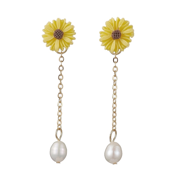 PandaHall Natural Pearl & Resin Sunflower Dangle Stud Earrings, Golden 304 Stainless Steel Chains Tassel Earrings, Yellow, 55x13.5mm Pearl...
PandaHall Natural Pearl & Resin Sunflower Dangle Stud Earrings, Golden 304 Stainless Steel Chains Tassel Earrings, Yellow, 55x13.5mm Pearl...