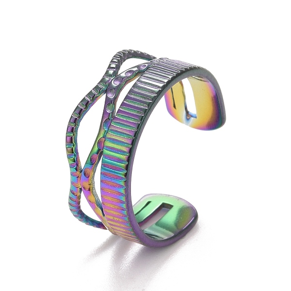 PandaHall Ion Plating(IP) 304 Stainless Steel Oval Wrap Open Cuff Ring for Women, Rainbow Color, 8mm, US Size 9(18.9mm) 304 Stainless Steel
PandaHall Ion Plating(IP) 304 Stainless Steel Oval Wrap Open Cuff Ring for Women, Rainbow Color, 8mm, US Size 9(18.9mm) 304 Stainless Steel