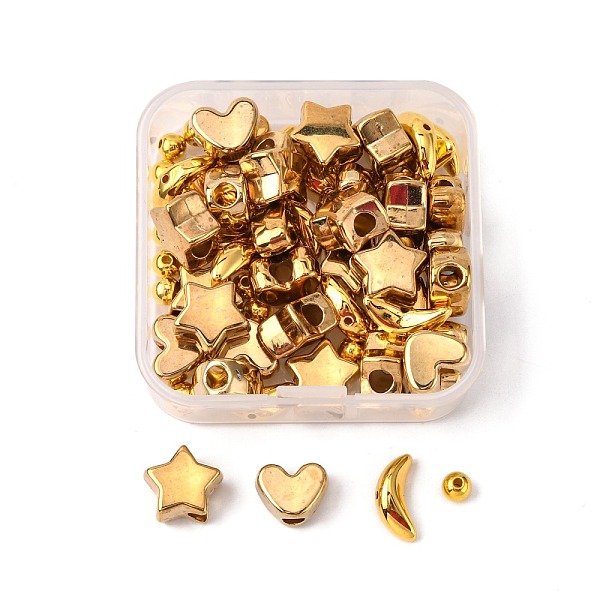 PandaHall 60Pcs 4 Style CCB Plastic Beads, Heart, Moon, Round, Star, Golden, 15pcs/style Plastic Mixed Shapes
PandaHall 60Pcs 4 Style CCB Plastic Beads, Heart, Moon, Round, Star, Golden, 15pcs/style Plastic Mixed Shapes