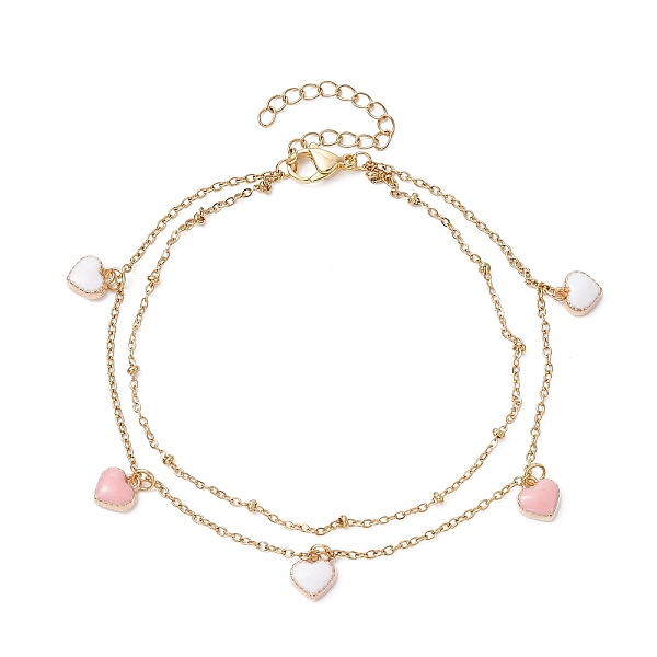 PandaHall Alloy Enamel Heart Charm Anklet, Ion Plating(IP) 304 Stainless Steel Satellite Chains Double Layer Anklet, Golden, 9 inch(22.8cm)..., Pink
PandaHall Alloy Enamel Heart Charm Anklet, Ion Plating(IP) 304 Stainless Steel Satellite Chains Double Layer Anklet, Golden, 9 inch(22.8cm)..., Pink