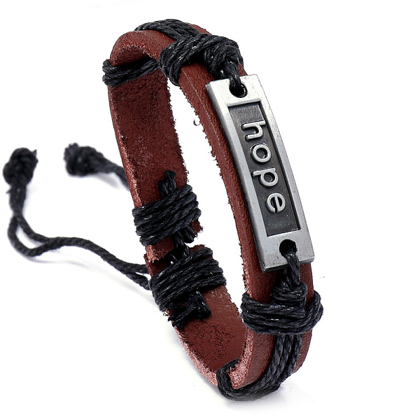 PandaHall Adjustable Cowhide Cord Bracelets for Men, Antique Silver Tone Word Hope Alloy Links Bracelets, Black, 6-3/4 inch(17cm) Leather...
PandaHall Adjustable Cowhide Cord Bracelets for Men, Antique Silver Tone Word Hope Alloy Links Bracelets, Black, 6-3/4 inch(17cm) Leather...