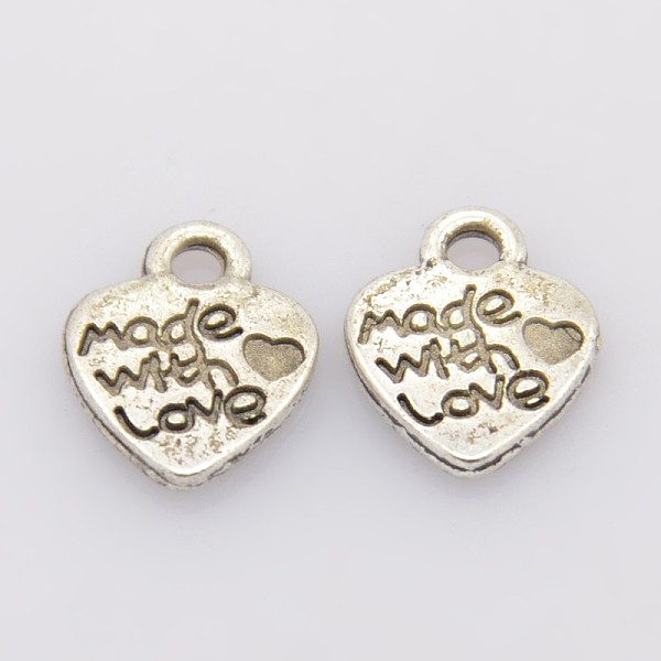 PandaHall Ideas for Valentines Day Gifts Tibetan Style Alloy Pendants, Cadmium Free & Lead Free, Heart with Made with Love, Antique Silver...
PandaHall Ideas for Valentines Day Gifts Tibetan Style Alloy Pendants, Cadmium Free & Lead Free, Heart with Made with Love, Antique Silver...