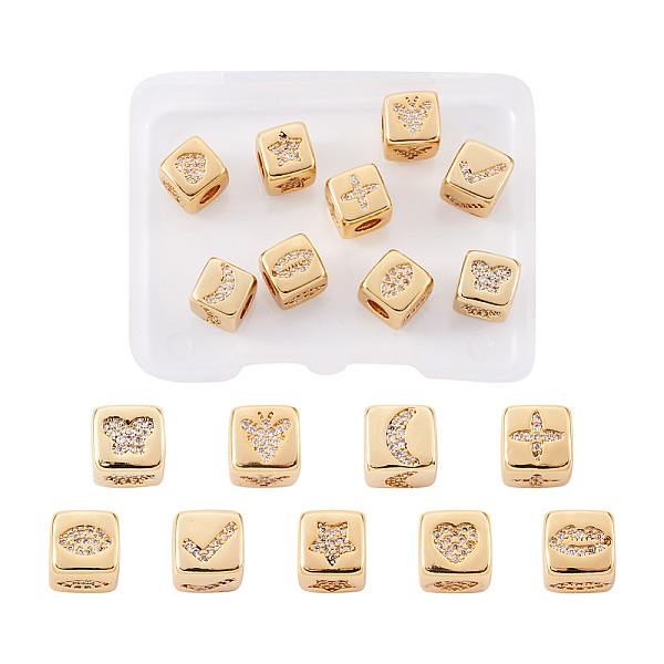 PandaHall 9Pcs 9 Style Brass Micro Pave Cubic Zirconia European Beads, Large Hole Beads, Long-Lasting Plated, Cube with Pattern, Golden...
PandaHall 9Pcs 9 Style Brass Micro Pave Cubic Zirconia European Beads, Large Hole Beads, Long-Lasting Plated, Cube with Pattern, Golden...