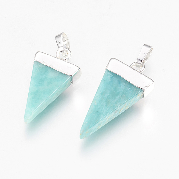 PandaHall Natural Amazonite Pendants, with Brass Findings, Triangle, Silver, 27~29x12~13x4~5mm, Hole: 4x6mm Amazonite Triangle Silver
PandaHall Natural Amazonite Pendants, with Brass Findings, Triangle, Silver, 27~29x12~13x4~5mm, Hole: 4x6mm Amazonite Triangle Silver