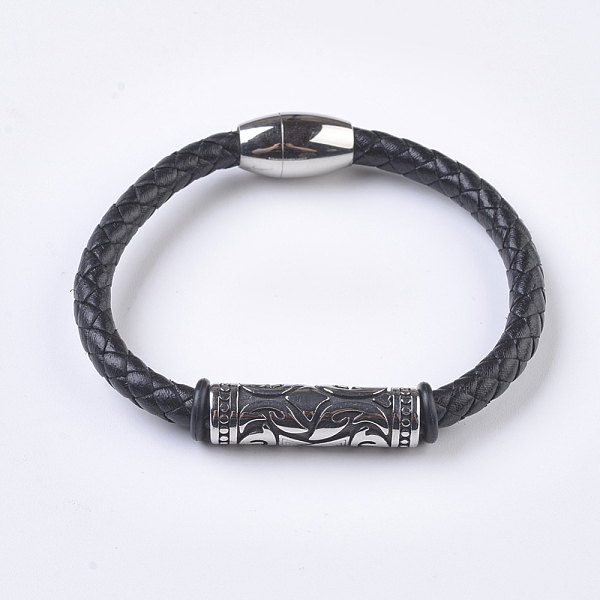 PandaHall Men's Braided Leather Cord Bracelets, with 304 Stainless Steel Findings and Magnetic Clasps, Tube, Black, 7-5/8 inch(195mm)...
PandaHall Men's Braided Leather Cord Bracelets, with 304 Stainless Steel Findings and Magnetic Clasps, Tube, Black, 7-5/8 inch(195mm)...