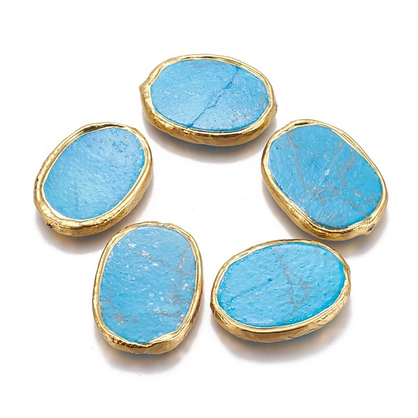 PandaHall Synthetic Turquoise Beads, with Golden Plated Brass Findings, Oval, Dyed, 38~39x28~29x5mm, Hole: 0.8mm Synthetic Turquoise Oval..., Blue
PandaHall Synthetic Turquoise Beads, with Golden Plated Brass Findings, Oval, Dyed, 38~39x28~29x5mm, Hole: 0.8mm Synthetic Turquoise Oval..., Blue