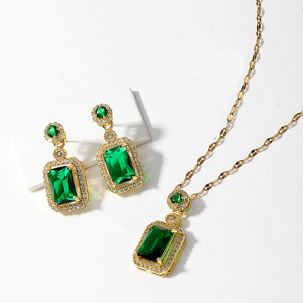 PandaHall Brass Micro Pave Cubic Zirconia Jewelry Sets for Women, Dangle Stud Earring & Pendant Necklaces, Rectangle, Real 18K Gold Plated..., Green
PandaHall Brass Micro Pave Cubic Zirconia Jewelry Sets for Women, Dangle Stud Earring & Pendant Necklaces, Rectangle, Real 18K Gold Plated..., Green
