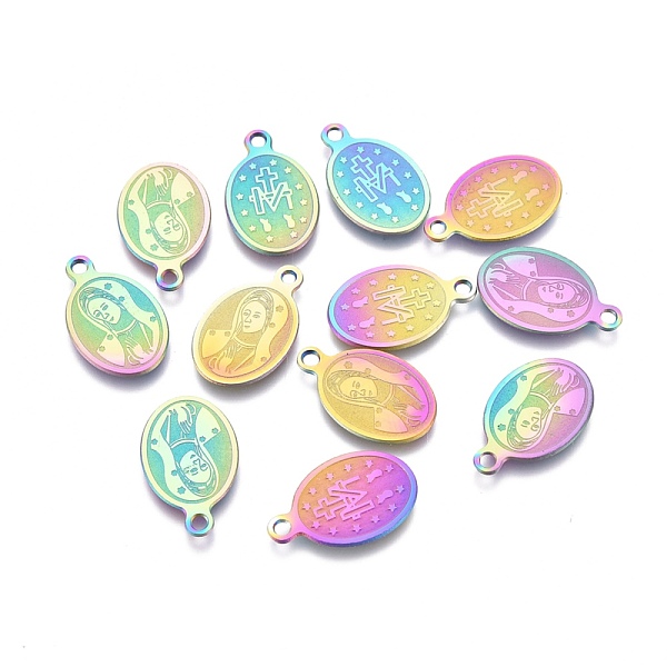 PandaHall Ion Plating(IP) 304 Stainless Steel Charms, Laser Cut, Oval with Virgin Mary, Rainbow Color, 14.5x9x0.6mm, Hole: 1.4mm 304...
PandaHall Ion Plating(IP) 304 Stainless Steel Charms, Laser Cut, Oval with Virgin Mary, Rainbow Color, 14.5x9x0.6mm, Hole: 1.4mm 304...