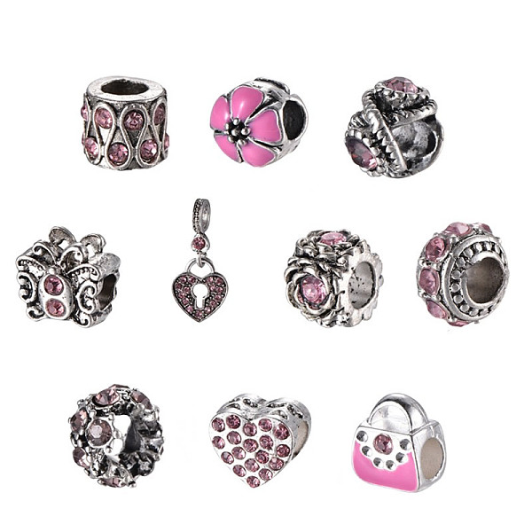 PandaHall Mixed Shapes Alloy Glass Rhinestone European Beads, Light Rose, 10~26x9~12x1~10.5mm, Hole: 4.5~5mm, 10pcs/set Alloy+Rhinestone..., Pink
PandaHall Mixed Shapes Alloy Glass Rhinestone European Beads, Light Rose, 10~26x9~12x1~10.5mm, Hole: 4.5~5mm, 10pcs/set Alloy+Rhinestone..., Pink