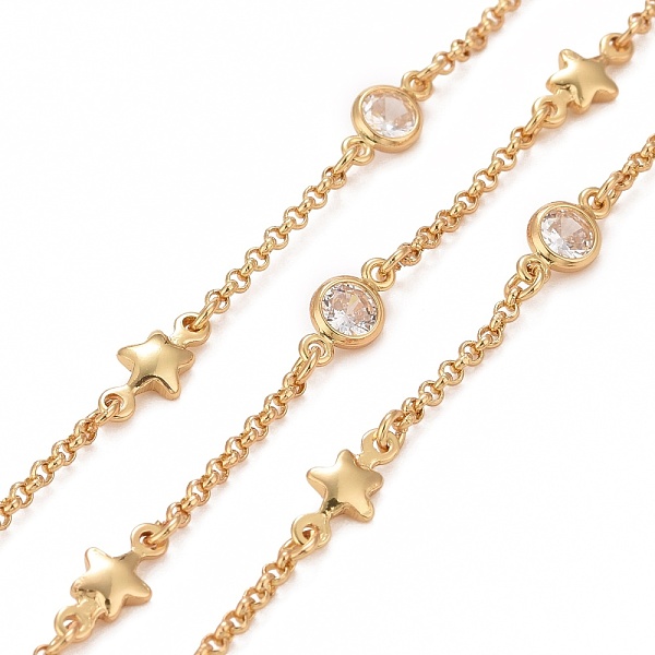 PandaHall Brass Rolo Chains, with Star & Cubic Zirconia Flat Round Links, Unwelded, with Spool, Cadmium Free & Nickel Free & Lead Free, Real...
PandaHall Brass Rolo Chains, with Star & Cubic Zirconia Flat Round Links, Unwelded, with Spool, Cadmium Free & Nickel Free & Lead Free, Real...