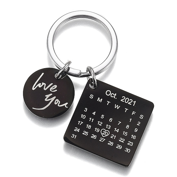 PandaHall Engraved Calendar Date Stainless Steel Keychain, Square & Flat Round with Word Love You, Electrophoresis Black & Stainless Steel...
PandaHall Engraved Calendar Date Stainless Steel Keychain, Square & Flat Round with Word Love You, Electrophoresis Black & Stainless Steel...